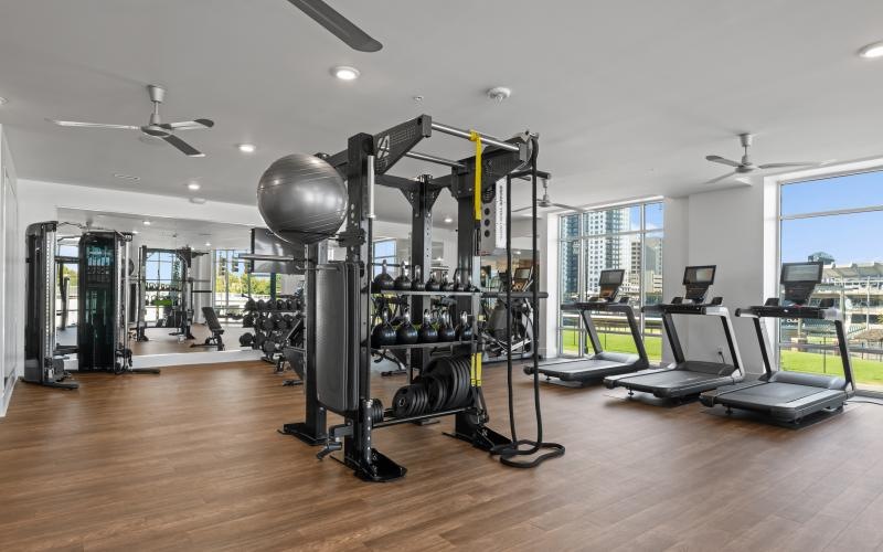 a gym with exercise equipment