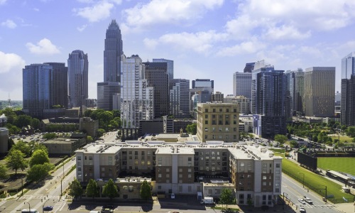a city with tall buildings