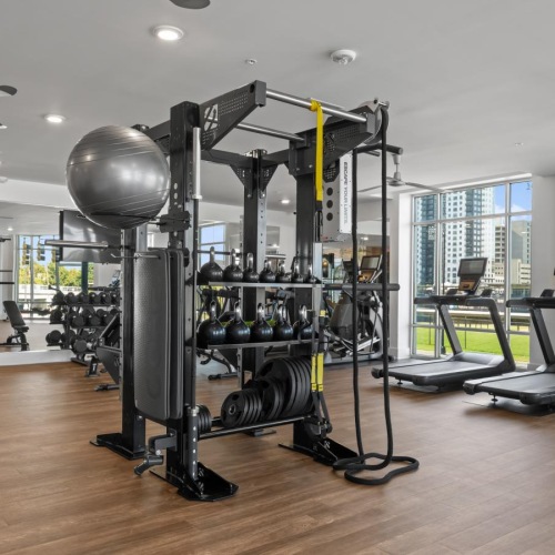 a gym with exercise equipment